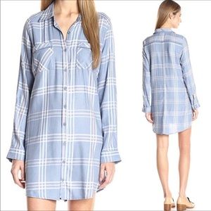 JACK by BB DAKOTA sz Small Shirt Dress Plaid Long Sleeves Button Front Gray